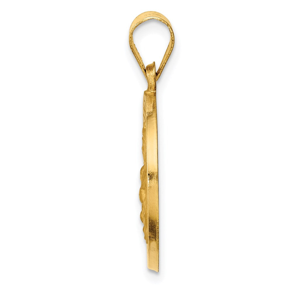 FJC Finejewelers 14 kt Yellow Gold Hollow Polished/Satin Round St. Edmund Medal 26 x 18 mm