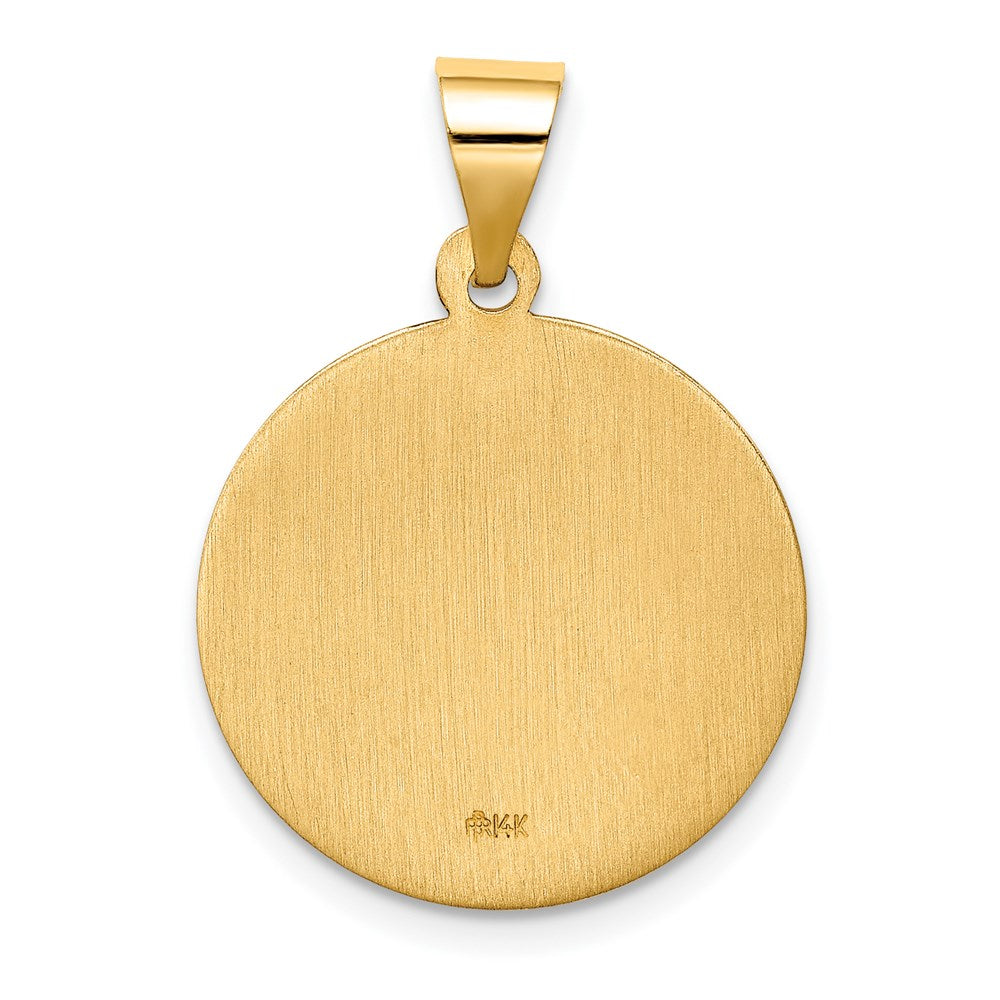FJC Finejewelers 14 kt Yellow Gold Hollow Polished/Satin Round St. Edmund Medal 26 x 18 mm