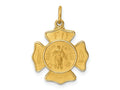 FJC Finejewelers 14 kt Yellow Gold Solid Polished/Satin Small St. Florian Fire Dept. Badge Medal 23 x 17 mm