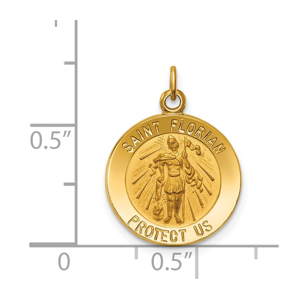FJC Finejewelers 14 kt Yellow Gold Solid Polished/Satin Small St. Florian Medal 19 x 15 mm