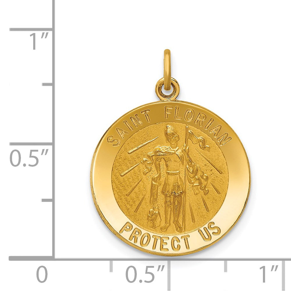 FJC Finejewelers 14 kt Yellow Gold Solid Polished/Satin Medium St. Florian Medal 23 x 18 mm