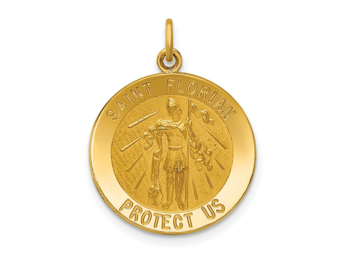 FJC Finejewelers 14 kt Yellow Gold Solid Polished/Satin Medium St. Florian Medal 23 x 18 mm