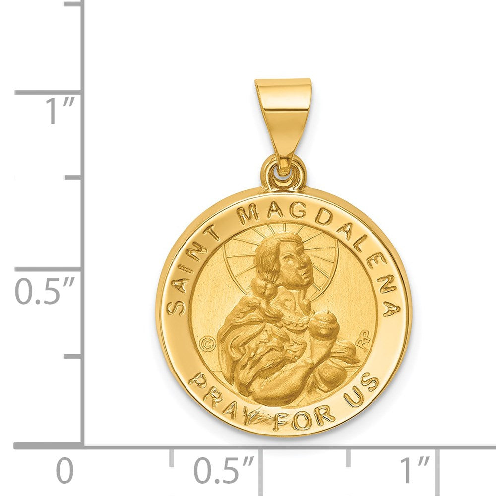 FJC Finejewelers 14 kt Yellow Gold Hollow Polished/Satin Round St. Magdalena Medal 26 x 18 mm
