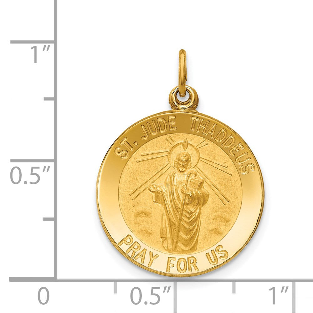 FJC Finejewelers 14 kt Yellow Gold Solid Polished/Satin Small Round St. Jude Thaddeus Medal 25 x 18 mm
