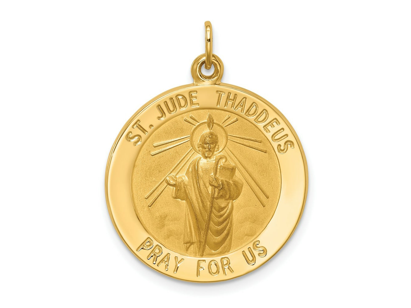 FJC Finejewelers 14 kt Yellow Gold Solid Polished/Satin Medium Round St. Jude Thaddeus Medal 27 x 21 mm
