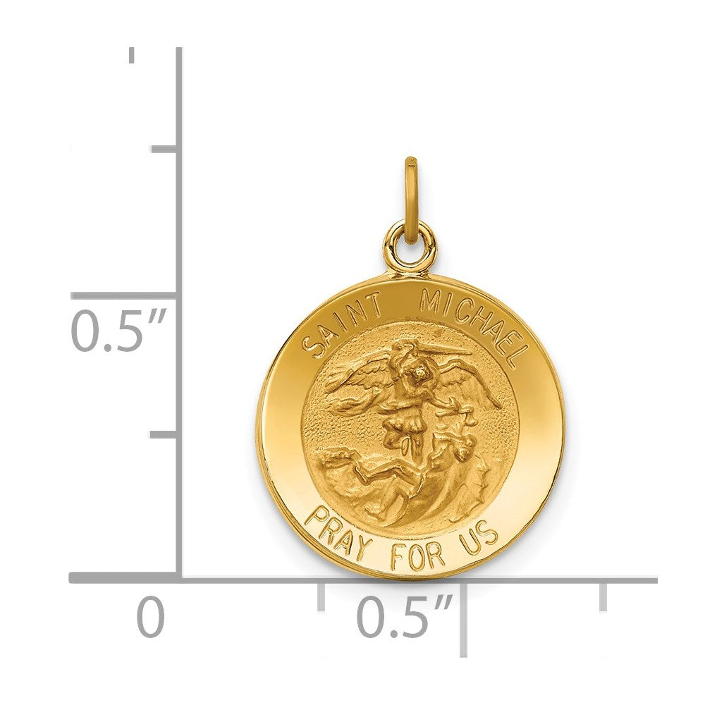 FJC Finejewelers 14 kt Yellow Gold Solid Polished/Satin Small Round St. Michael Medal 18 mm