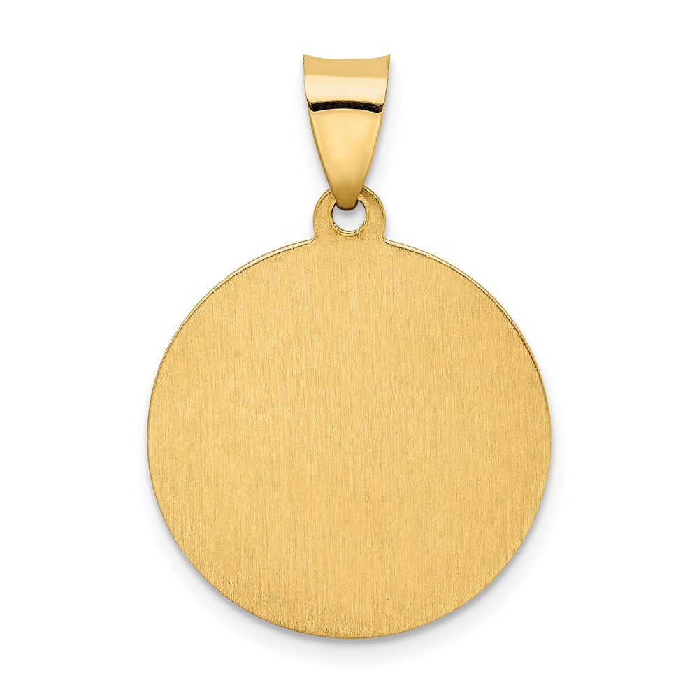 FJC Finejewelers 14 kt Yellow Gold Hollow Polished/Satin Round Spanish San Miguel Medal 25 mm