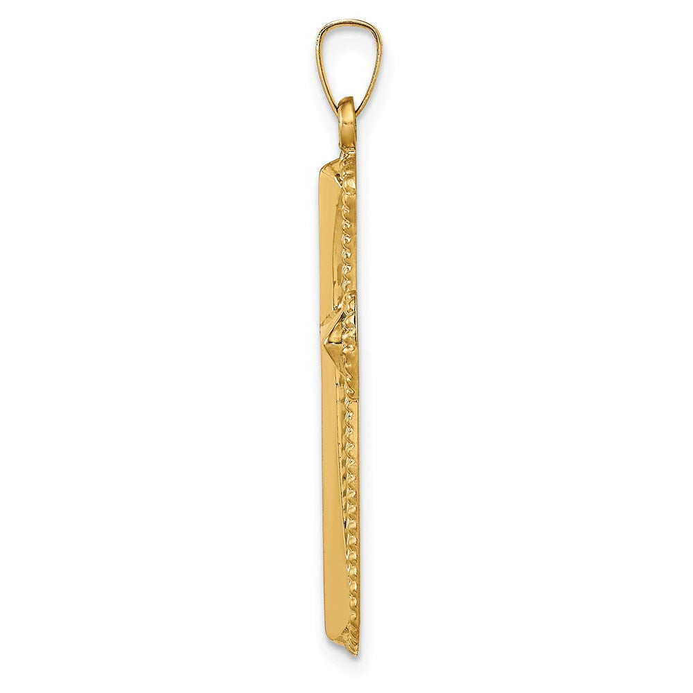FJC Finejewelers 14 kt Yellow Gold Hollow Polished Beaded Edge Cross 35 mm