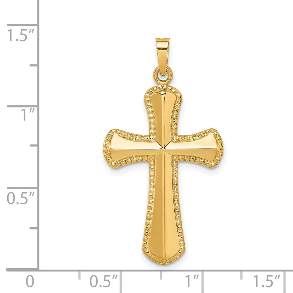 FJC Finejewelers 14 kt Yellow Gold Hollow Polished Beaded Edge Cross 35 mm