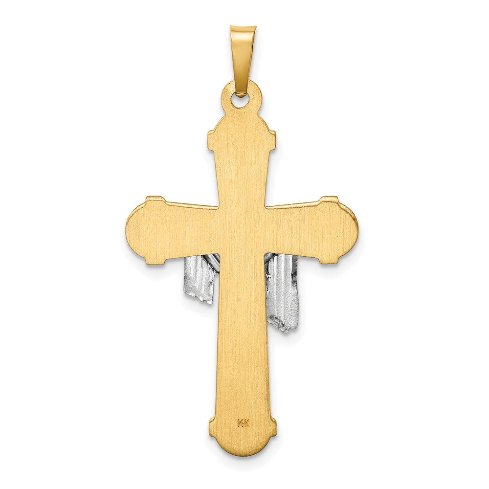 FJC Finejewelers 14 kt Two Tone Gold Hollow Polished Draped Cross 34 x 18 mm