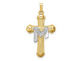 FJC Finejewelers 14 kt Two Tone Gold Hollow Polished Draped Cross 34 x 18 mm