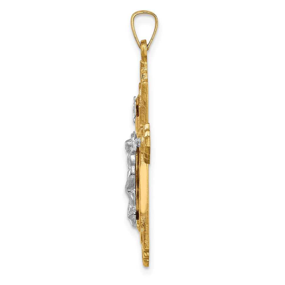 FJC Finejewelers 14 kt Two Tone Gold Hollow Polished Fleur de Lis Crucifix