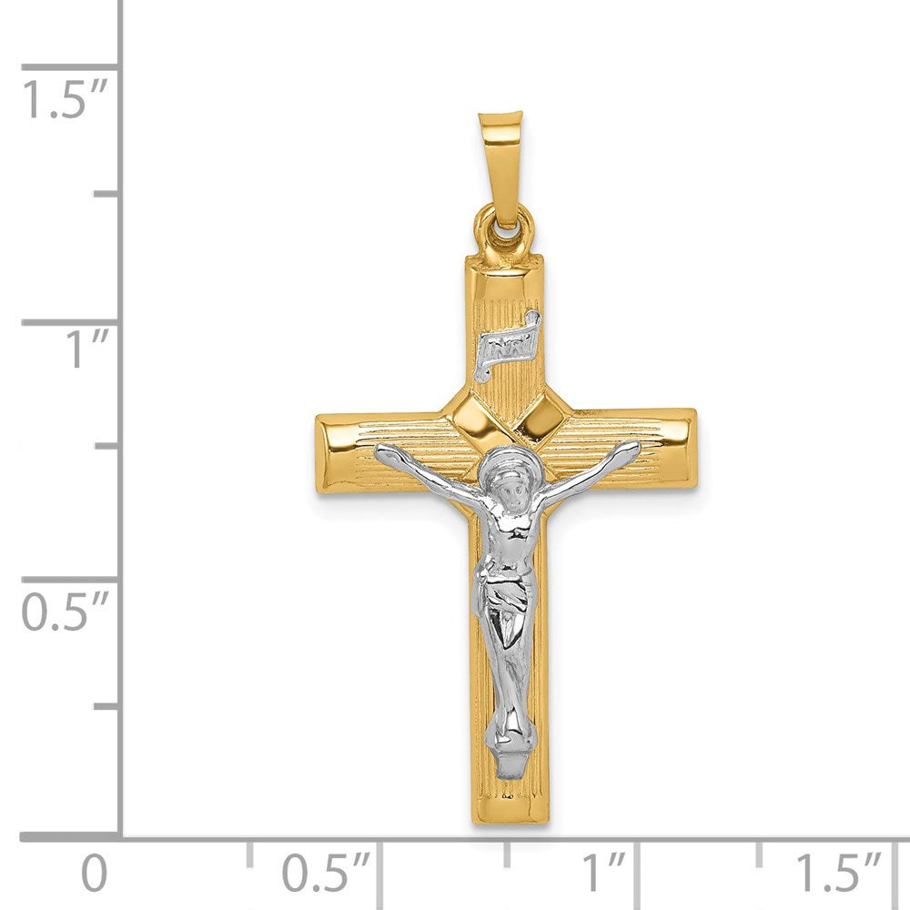 FJC Finejewelers 14 kt Two Tone Gold Hollow Polished Center X Crucifix 35 x 19 mm
