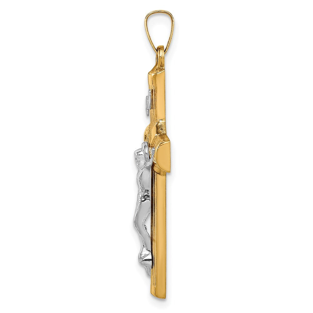 FJC Finejewelers 14 kt Two Tone Gold Hollow Polished Center X Crucifix 35 x 19 mm
