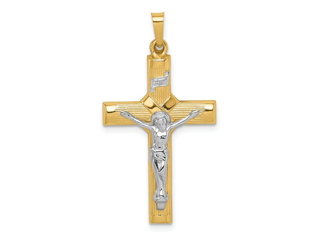 FJC Finejewelers 14 kt Two Tone Gold Hollow Polished Center X Crucifix 35 x 19 mm