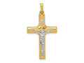 FJC Finejewelers 14 kt Two Tone Gold Hollow Polished Center X Crucifix 35 x 19 mm