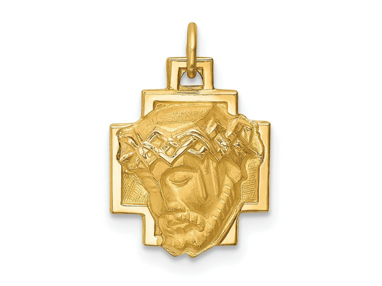 FJC Finejewelers 14 kt Yellow Gold Hollow Polished/Satin Small Jesus Cross Medal