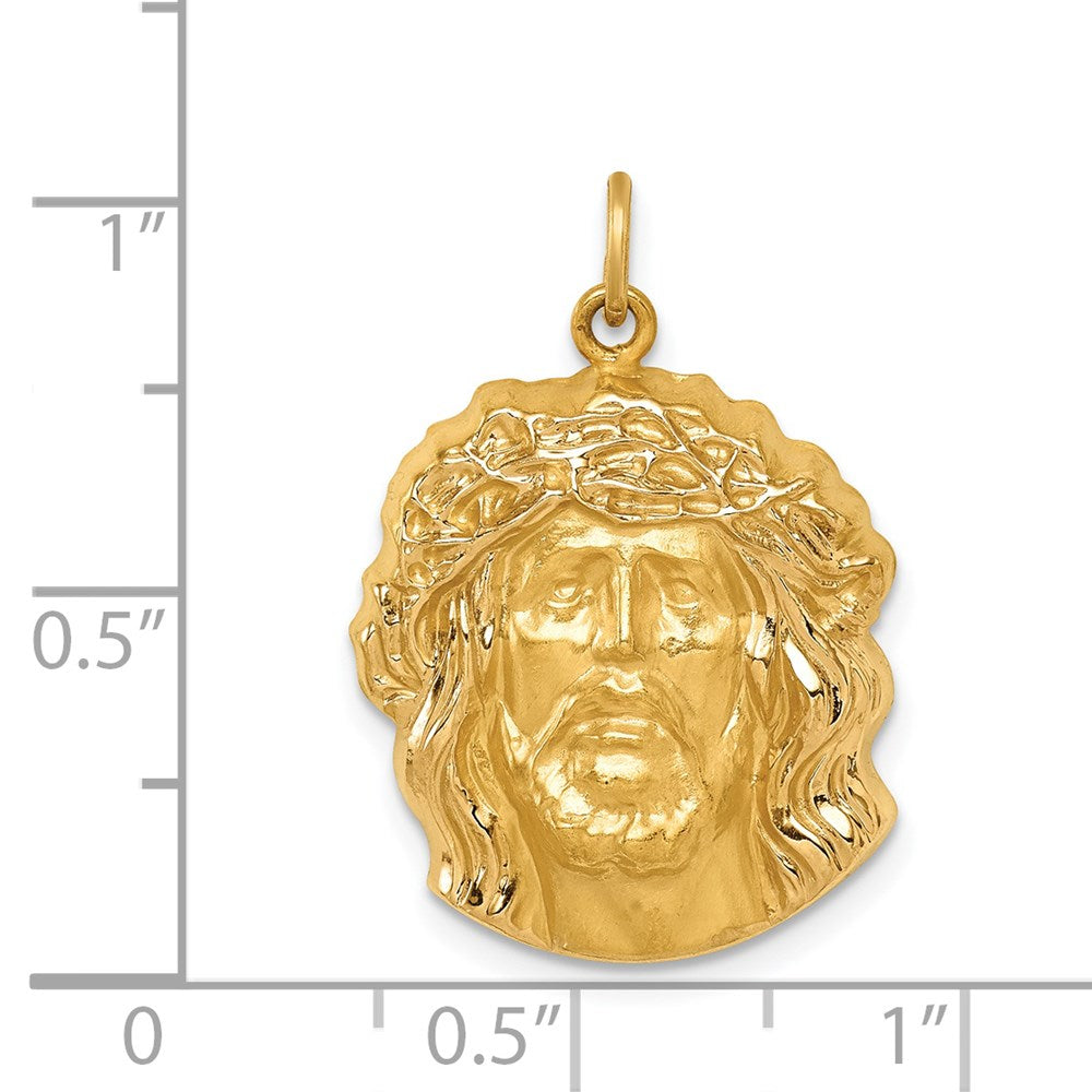 FJC Finejewelers 14 kt Yellow Gold Hollow Polished/Satin Medium Jesus Medal