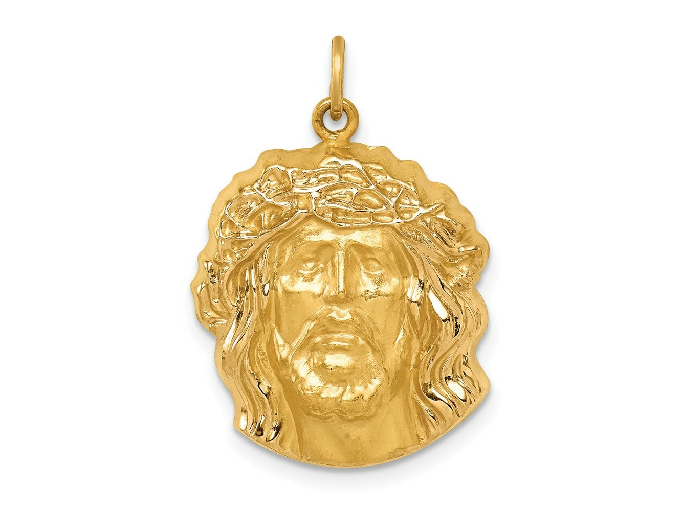 FJC Finejewelers 14 kt Yellow Gold Hollow Polished/Satin Medium Jesus Medal