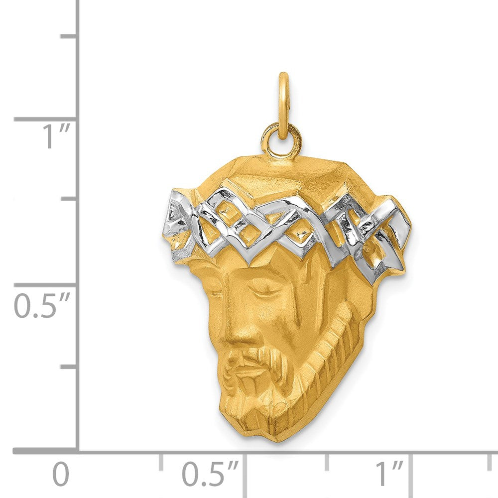 FJC Finejewelers 14 kt Yellow Gold Hollow Polished/Satin with Rhodium Large Jesus Medal