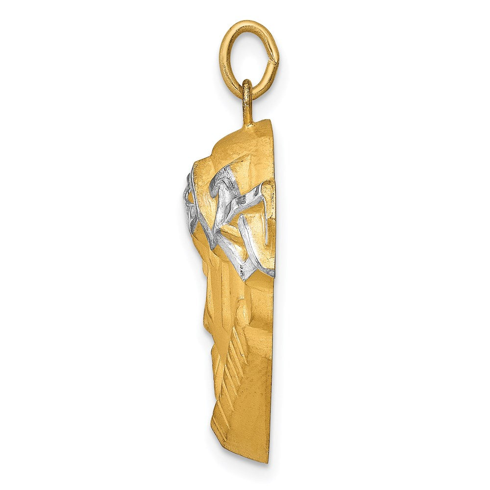 FJC Finejewelers 14 kt Yellow Gold Hollow Polished/Satin with Rhodium Large Jesus Medal