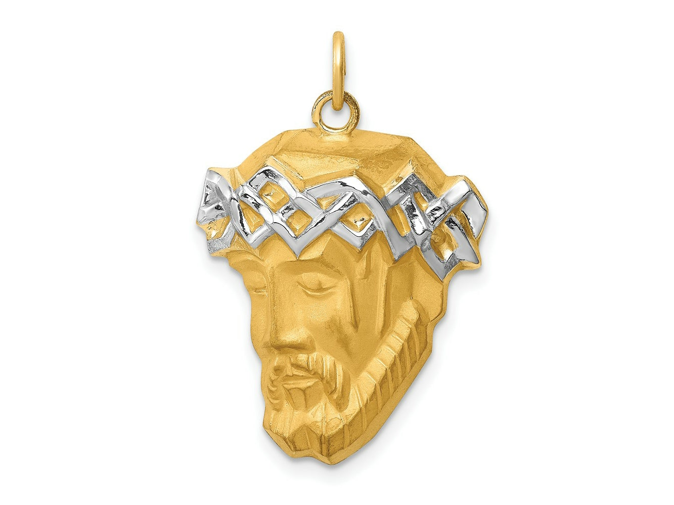 FJC Finejewelers 14 kt Yellow Gold Hollow Polished/Satin with Rhodium Large Jesus Medal
