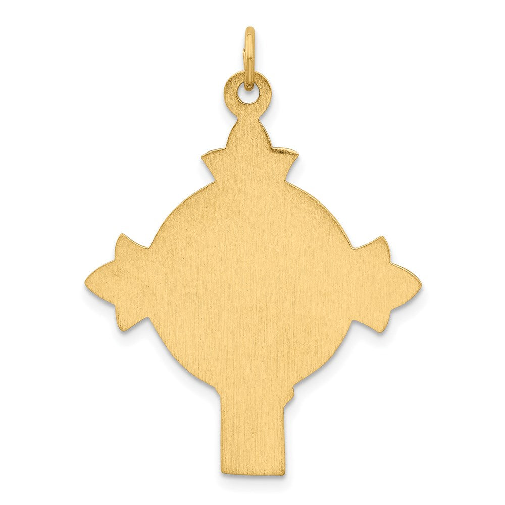 FJC Finejewelers 14 kt Yellow Gold Hollow Polished/Satin Medium Jesus Medal Cross