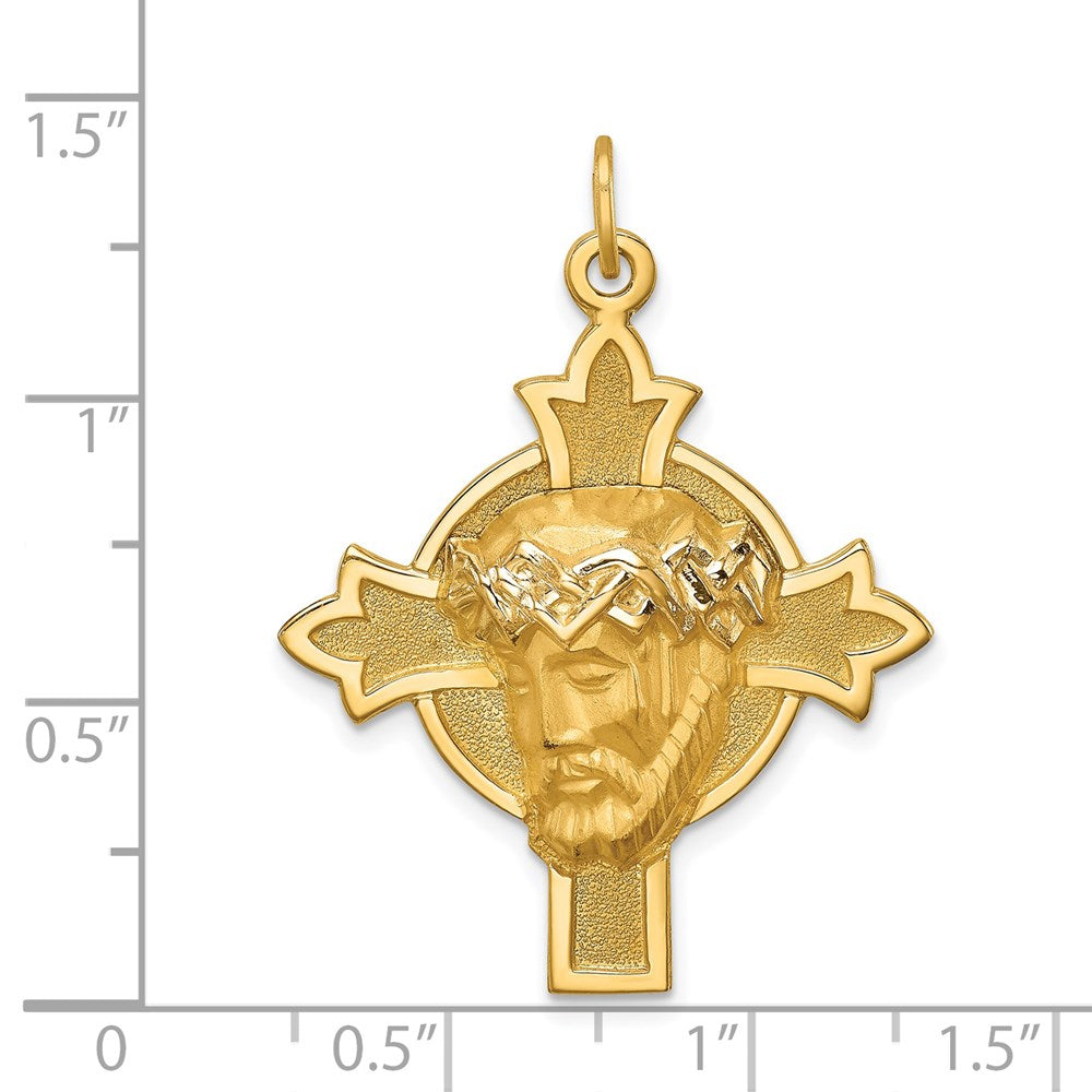FJC Finejewelers 14 kt Yellow Gold Hollow Polished/Satin Medium Jesus Medal Cross