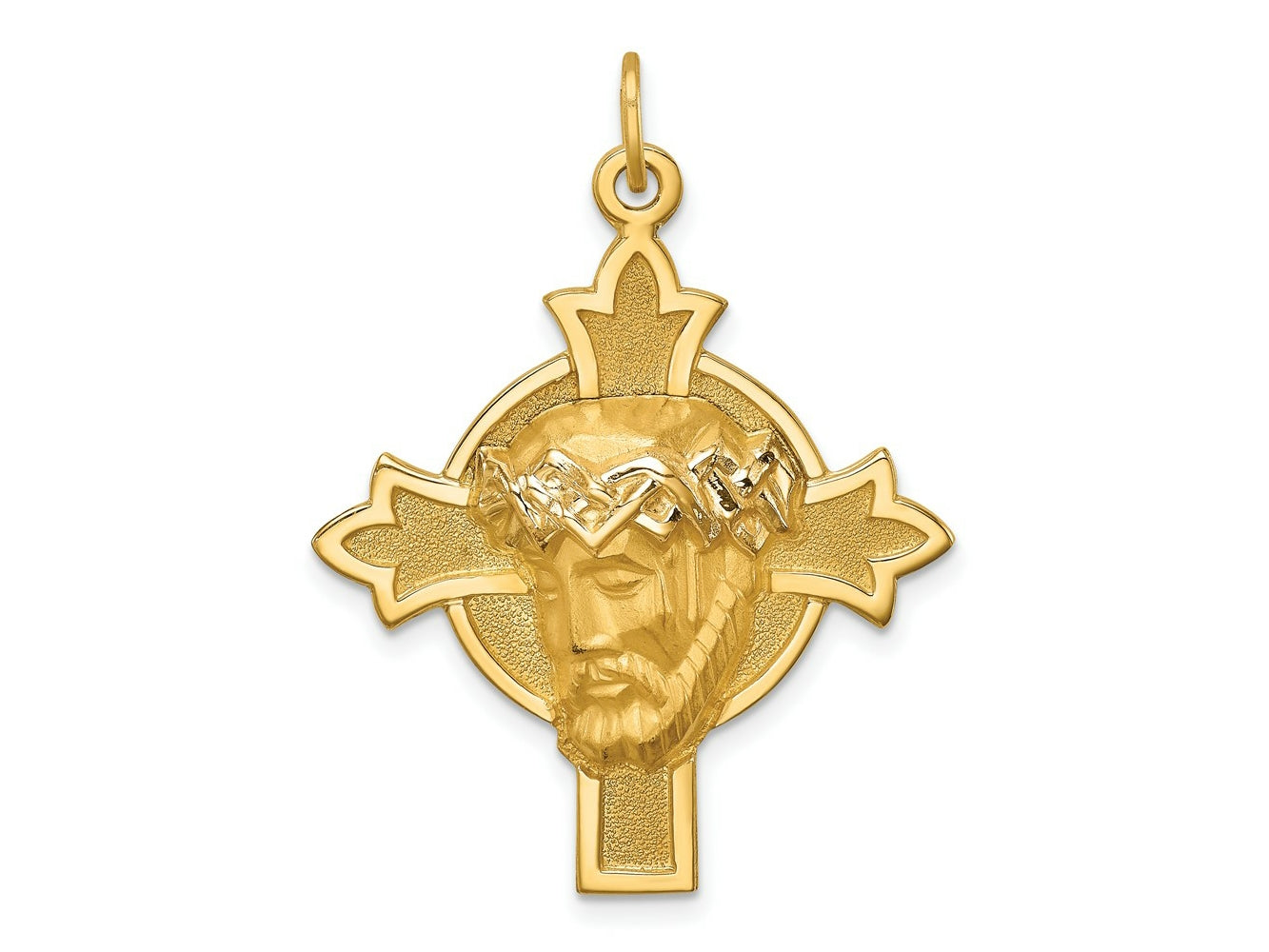 FJC Finejewelers 14 kt Yellow Gold Hollow Polished/Satin Medium Jesus Medal Cross