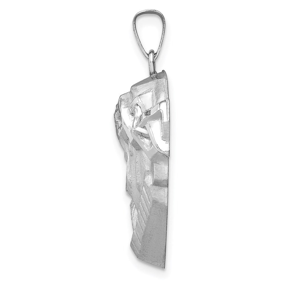 FJC Finejewelers 14 kt White Gold Hollow Polished Satin Medium Jesus Medal