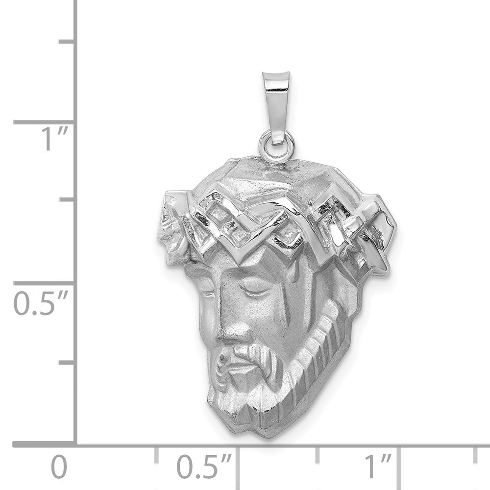 FJC Finejewelers 14 kt White Gold Hollow Polished Satin Medium Jesus Medal