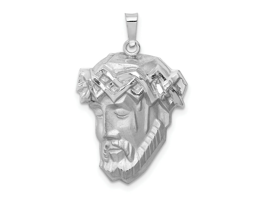 FJC Finejewelers 14 kt White Gold Hollow Polished Satin Medium Jesus Medal