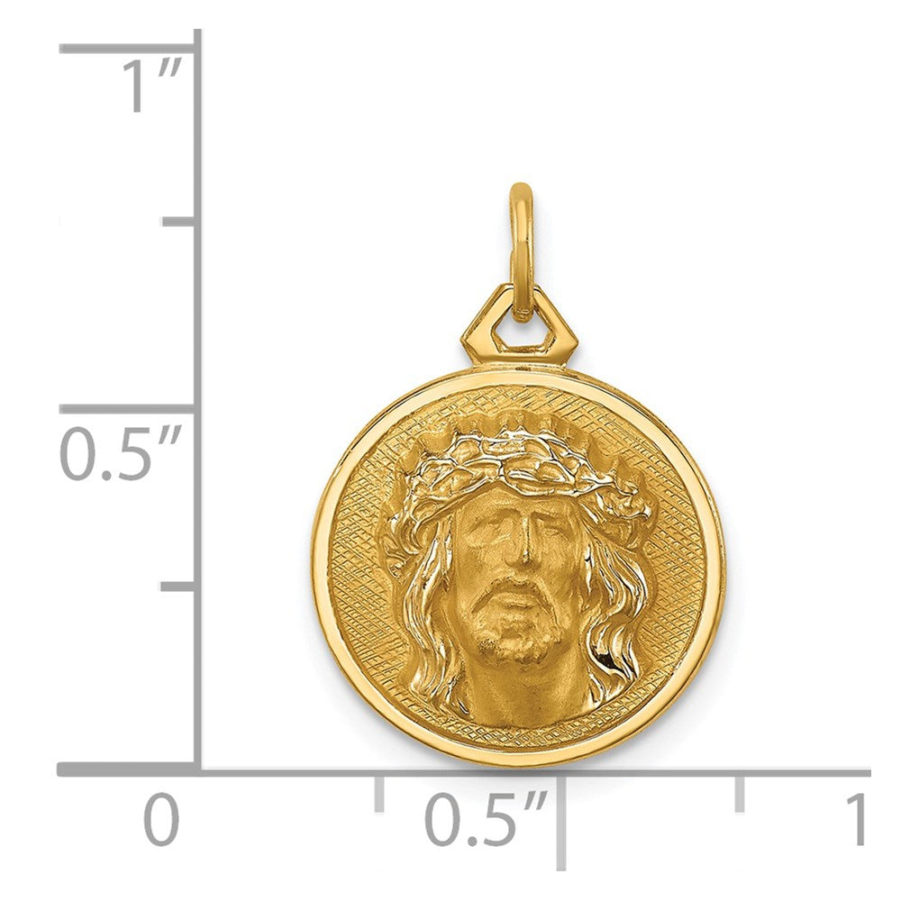 FJC Finejewelers 14 kt Yellow Gold Polished/Satin Small Round Jesus Medal