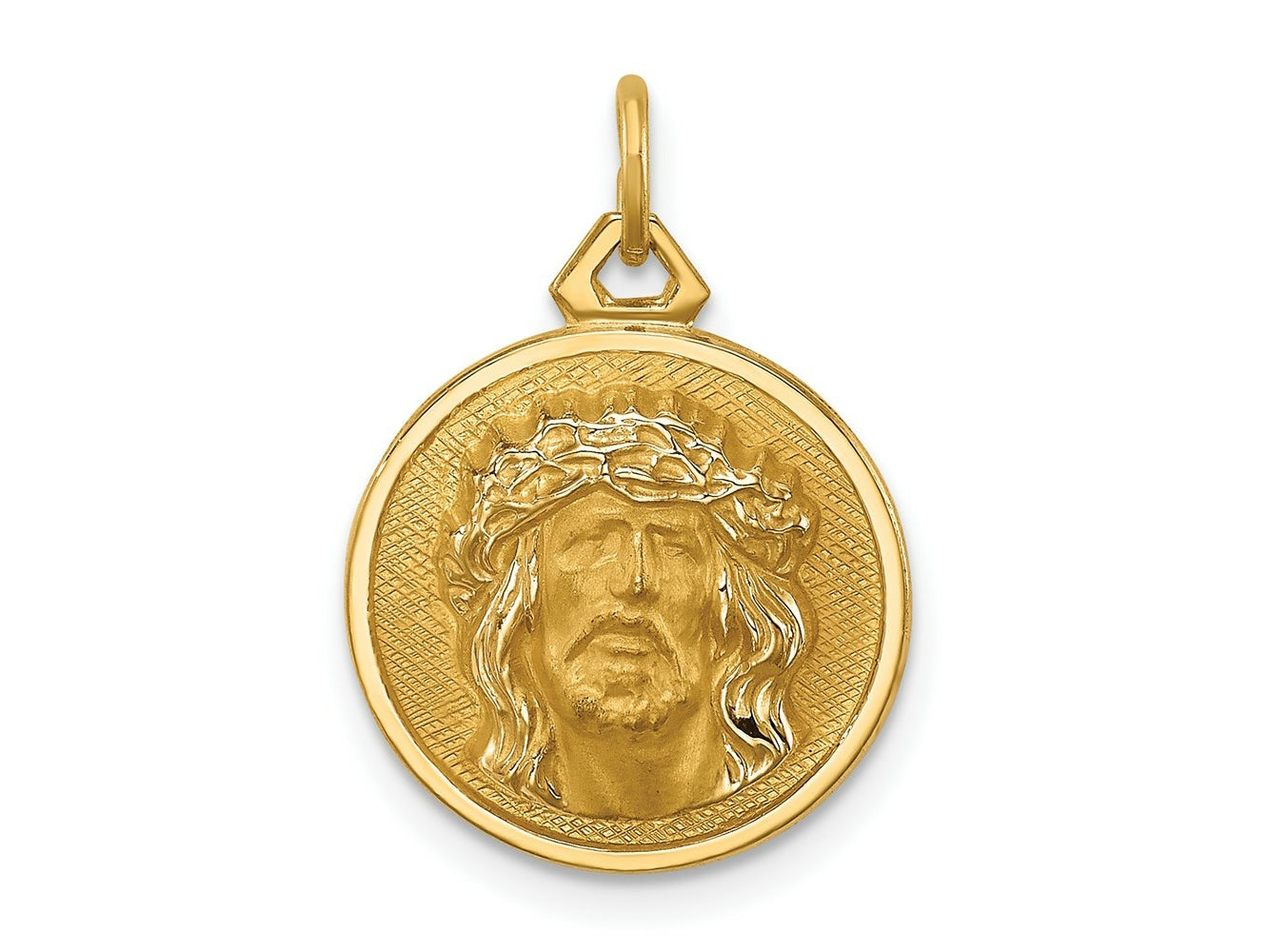 FJC Finejewelers 14 kt Yellow Gold Polished/Satin Small Round Jesus Medal