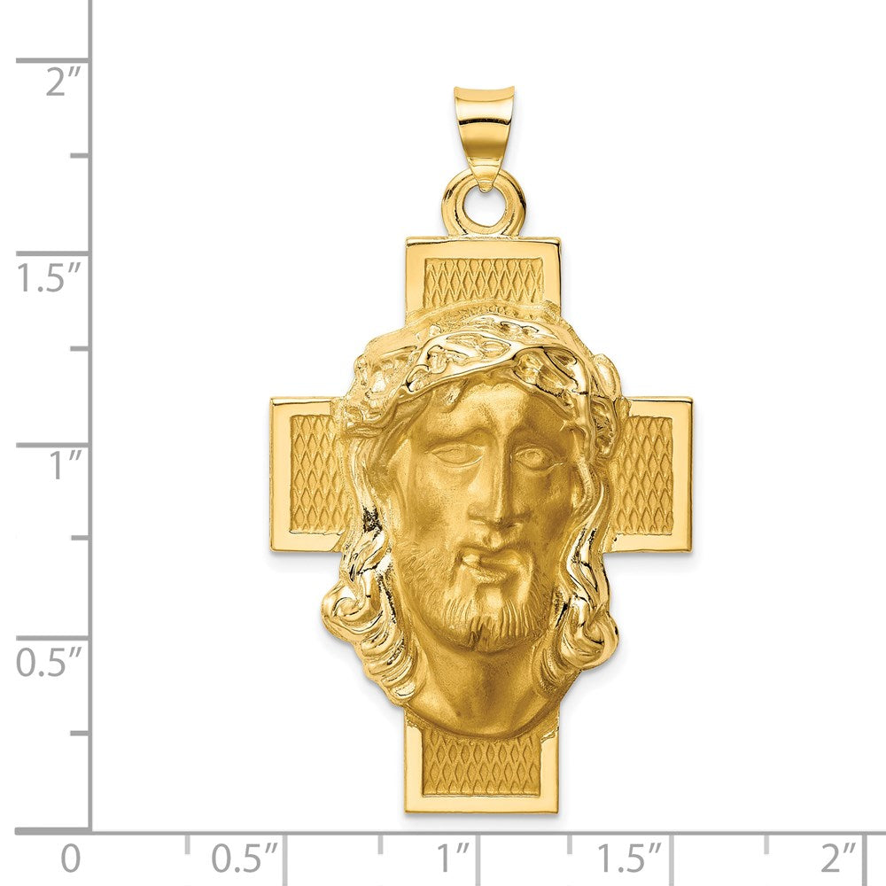 FJC Finejewelers 14 kt Yellow Gold Hollow Polished/Satin Jesus Cross Medal