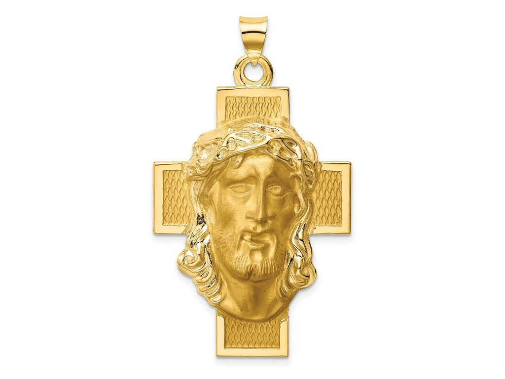 FJC Finejewelers 14 kt Yellow Gold Hollow Polished/Satin Jesus Cross Medal