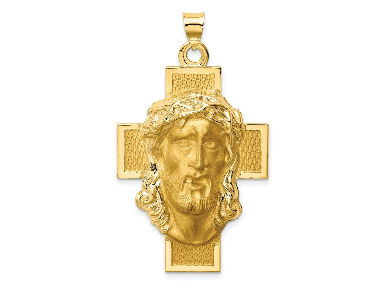 FJC Finejewelers 14 kt Yellow Gold Hollow Polished/Satin Jesus Cross Medal