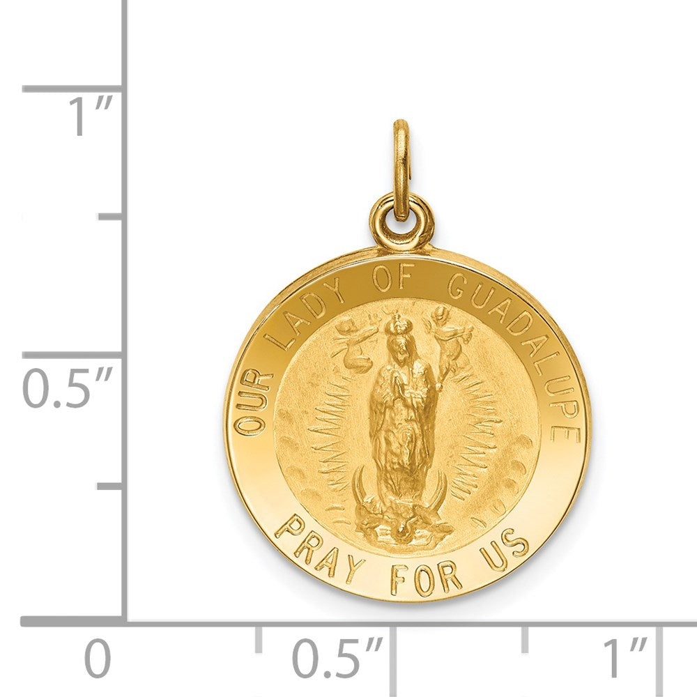 FJC Finejewelers 14 kt Yellow Gold Solid Polished/Satin Round Our Lady of Guadalupe Medal 23 x 17 mm