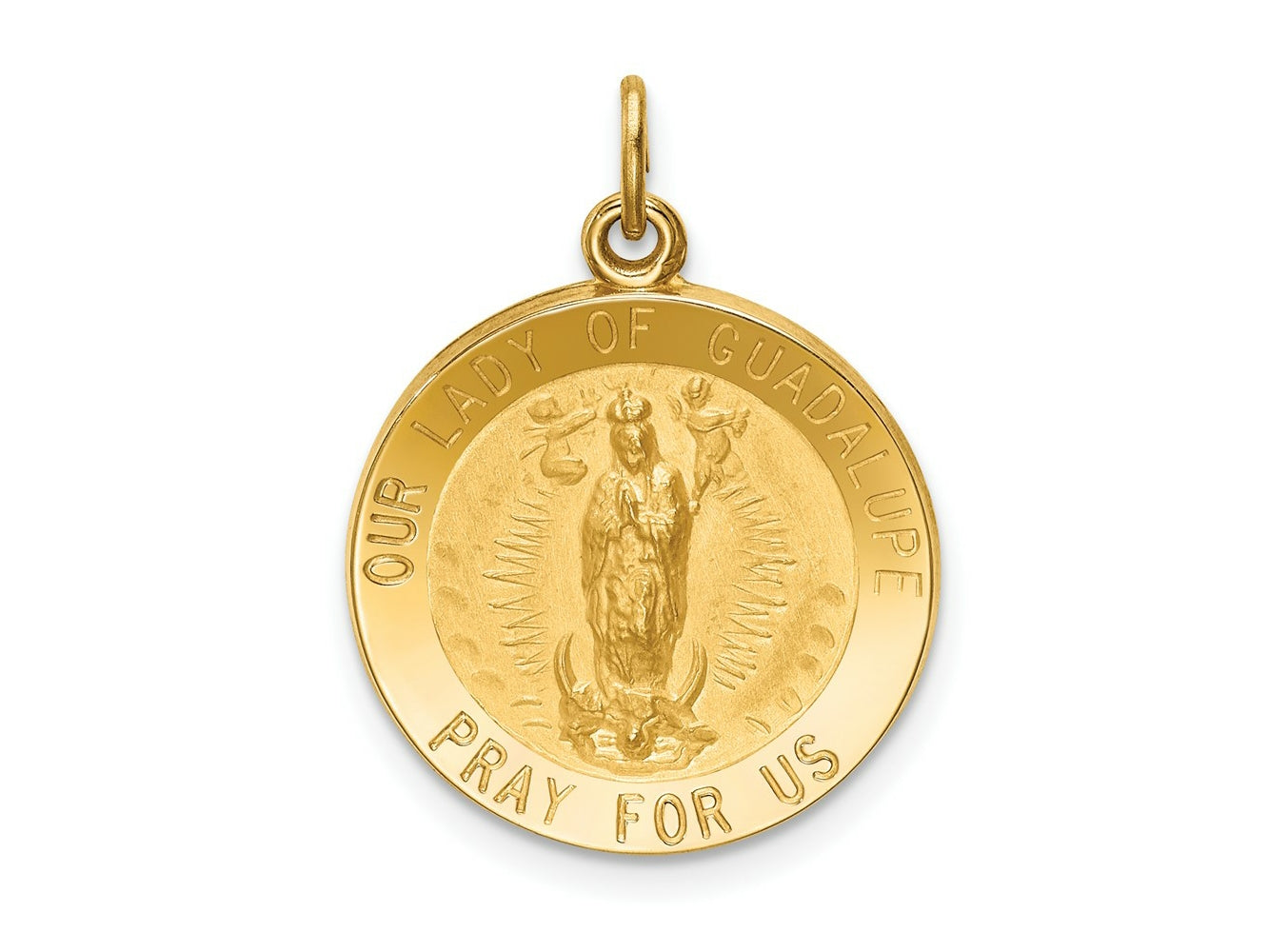 FJC Finejewelers 14 kt Yellow Gold Solid Polished/Satin Round Our Lady of Guadalupe Medal 23 x 17 mm