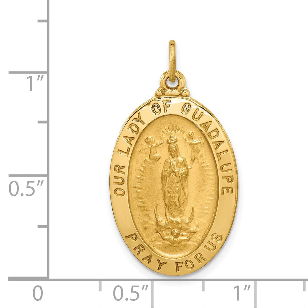 FJC Finejewelers 14 kt Yellow Gold Solid Polished/Satin Oval Our Lady of Guadalupe Medal 26 x 16 mm