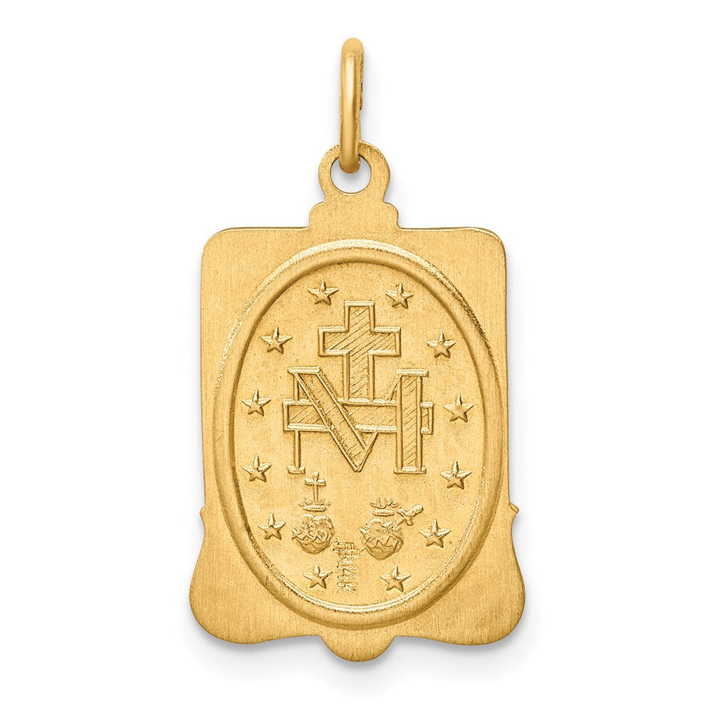 FJC Finejewelers 14 kt Yellow Gold Solid Polished/Satin Rectangle Framed Miraculous Medal 23 x 13 mm