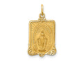 FJC Finejewelers 14 kt Yellow Gold Solid Polished/Satin Rectangle Framed Miraculous Medal 23 x 13 mm