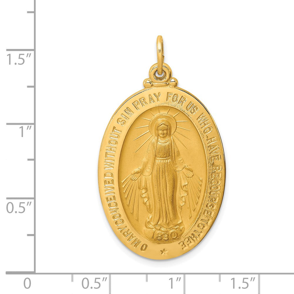 FJC Finejewelers 14 kt Yellow Gold Solid Polished/Satin Large Oval Miraculous Medal 39 x 22 mm