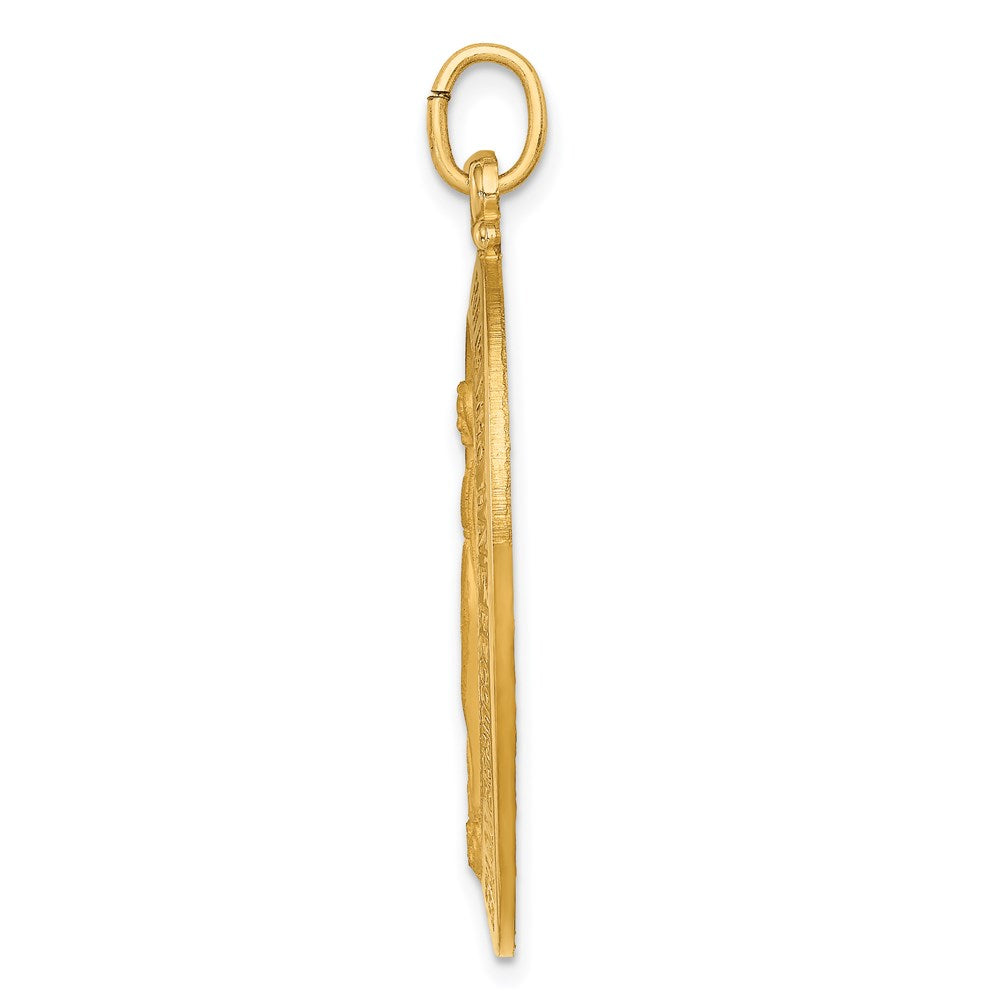 FJC Finejewelers 14 kt Yellow Gold Solid Polished/Satin Large Oval Miraculous Medal 39 x 22 mm