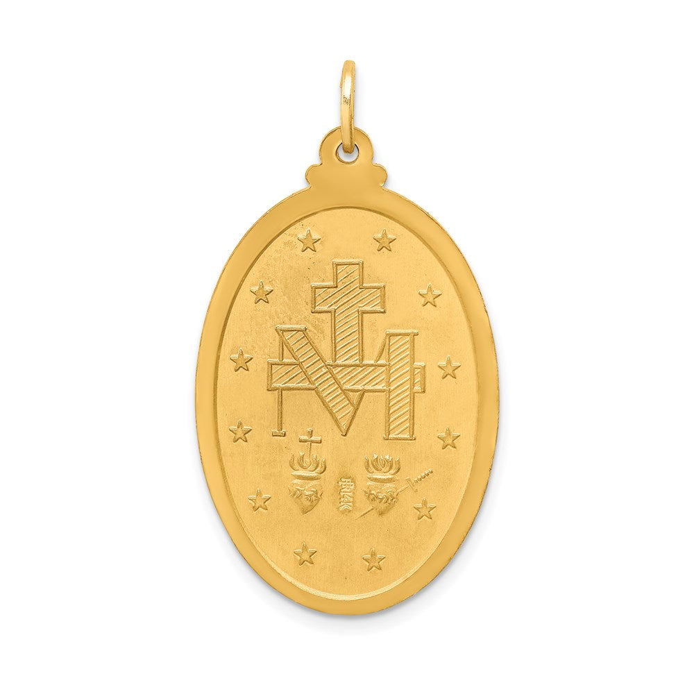 FJC Finejewelers 14 kt Yellow Gold Solid Polished/Satin Large Oval Miraculous Medal 39 x 22 mm