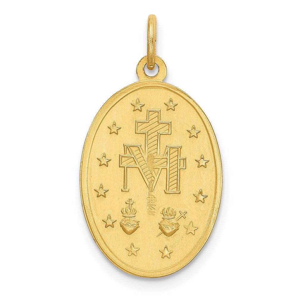 FJC Finejewelers 14 kt Yellow Gold Solid Polished and Satin Oval Miraculous Medal 25 x 13 mm