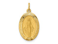 FJC Finejewelers 14 kt Yellow Gold Solid Polished and Satin Oval Miraculous Medal 25 x 13 mm
