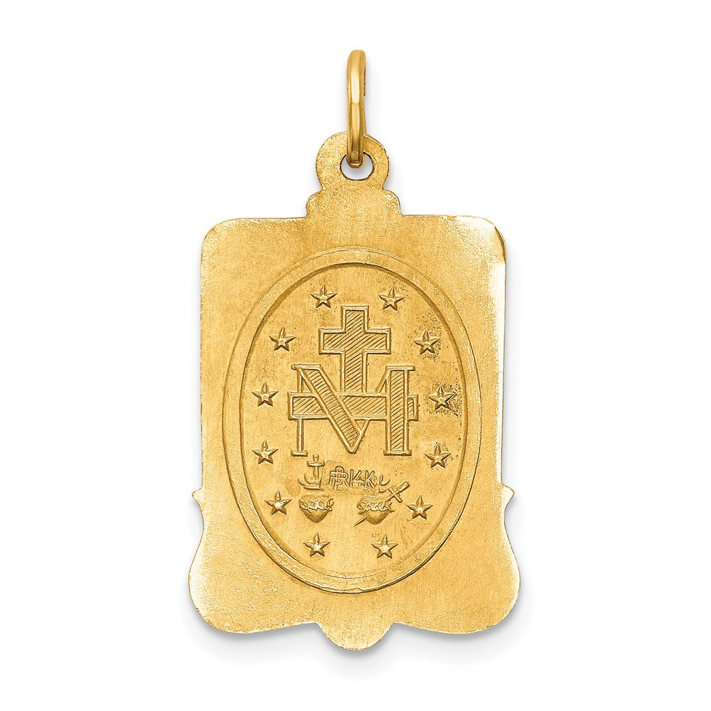 FJC Finejewelers 14 kt Yellow Gold Solid Polished/Satin Large Rectangle Framed Miraculous Medal 26 x 14 mm
