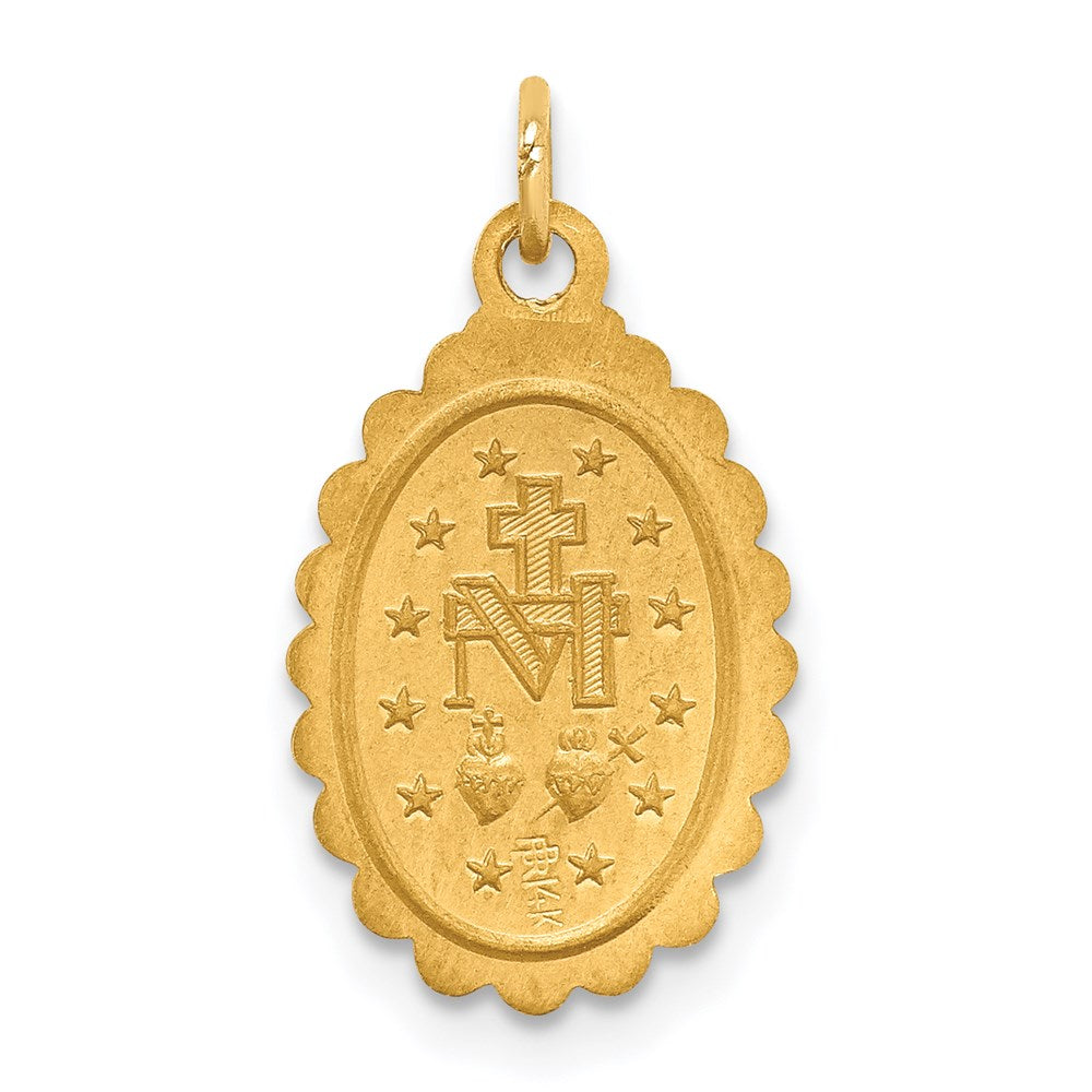 FJC Finejewelers 14 kt Yellow Gold Solid Polished/Satin Small Oval Scalloped Miraculous Medal 19 x 11 mm