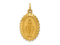 FJC Finejewelers 14 kt Yellow Gold Solid Polished/Satin Medium Oval Scalloped Miraculous Medal 26 x 14 mm